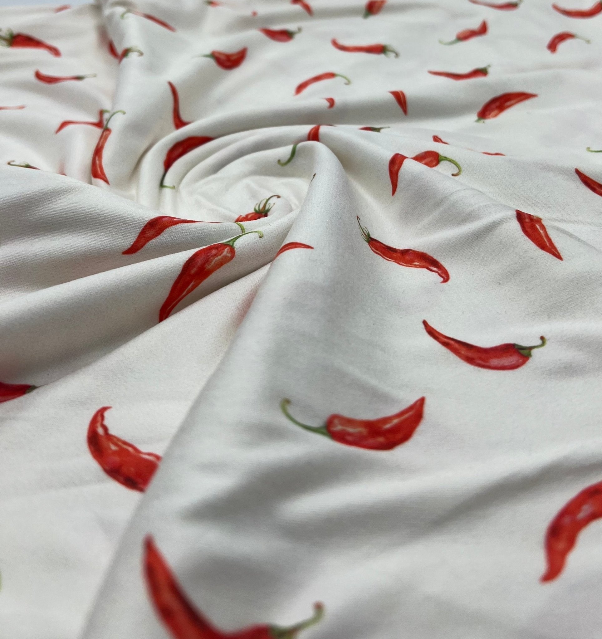 Red Chili Super Soft Print Spun Poly Stretch Fabric - T9 Fabrics